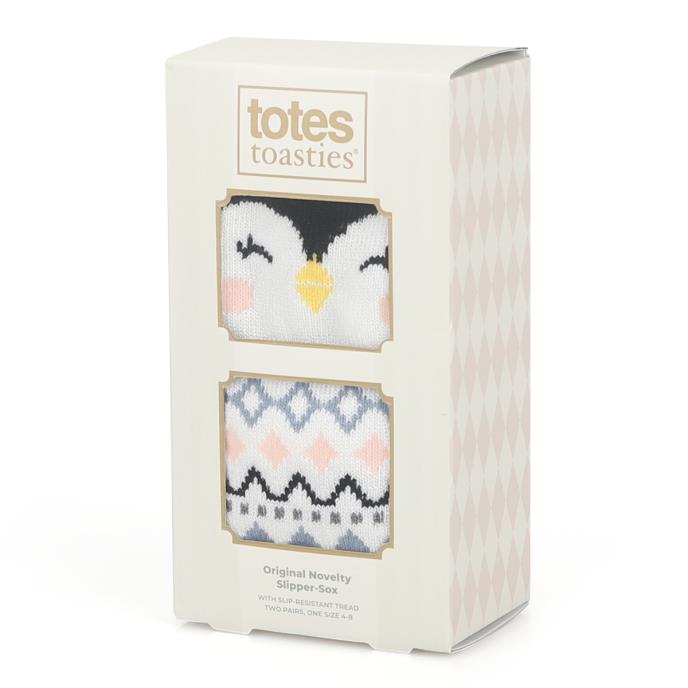 totes toasties® Ladies Original Slipper Socks (Twin Pack) Penguin Extra Image 1